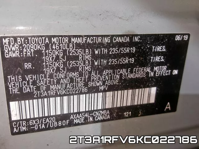 2T3A1RFV6KC022786 фото 2