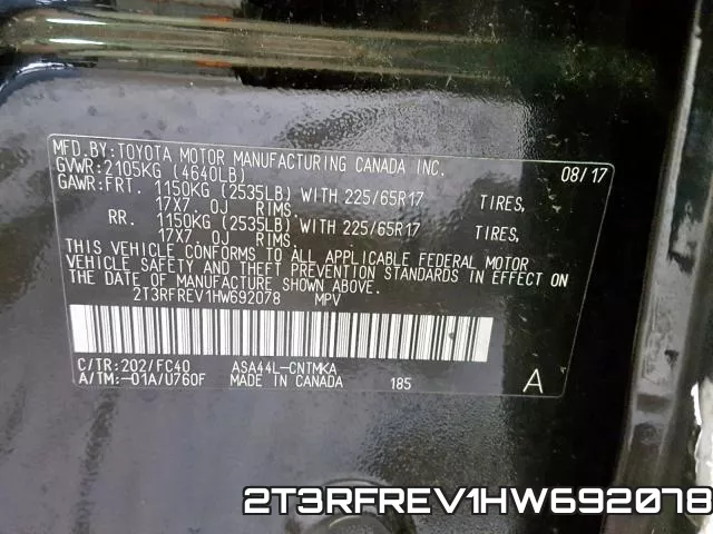 2T3RFREV1HW692078 фото 2
