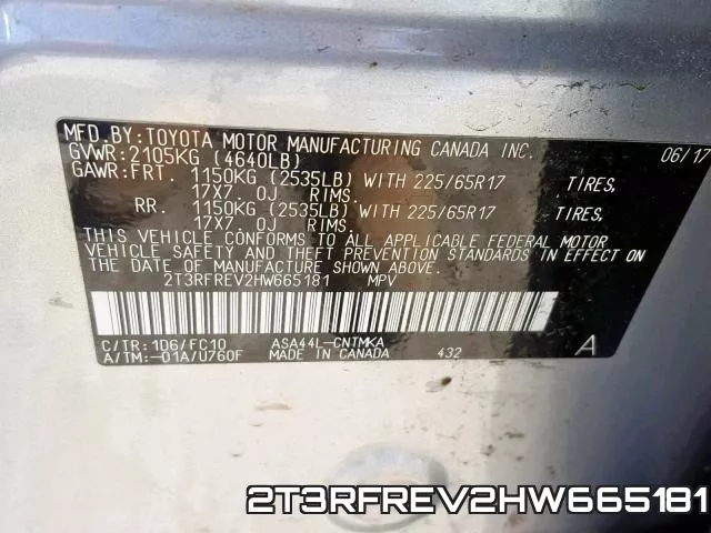 2T3RFREV2HW665181 фото 2