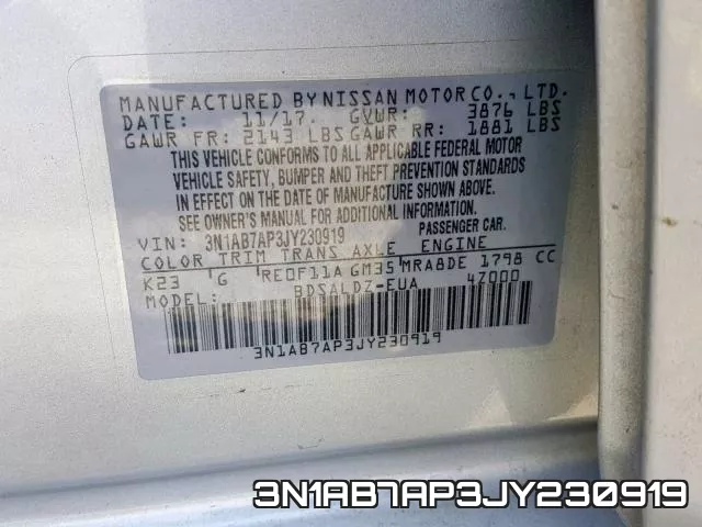 3N1AB7AP3JY230919 фото 2
