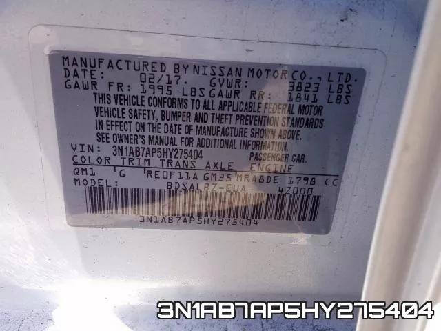 3N1AB7AP5HY275404 фото 2
