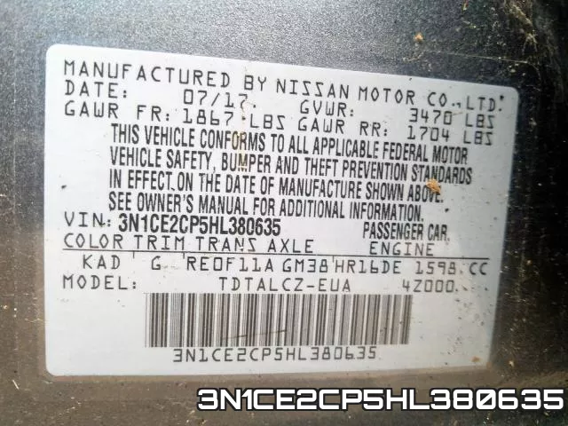 3N1CE2CP5HL380635 фото 2