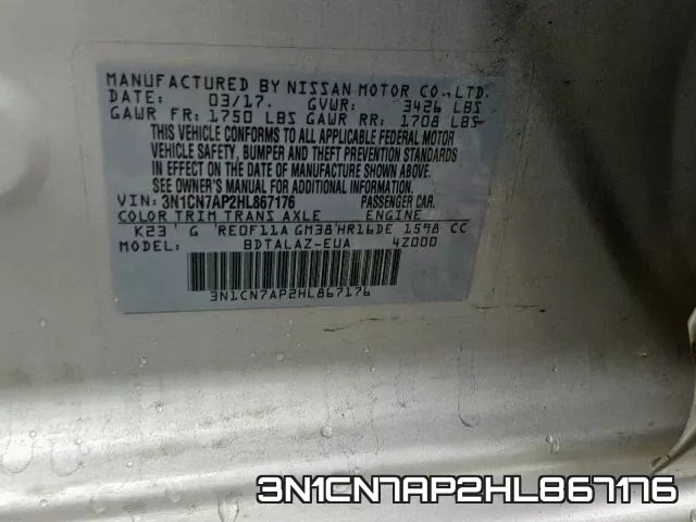 3N1CN7AP2HL867176 фото 2