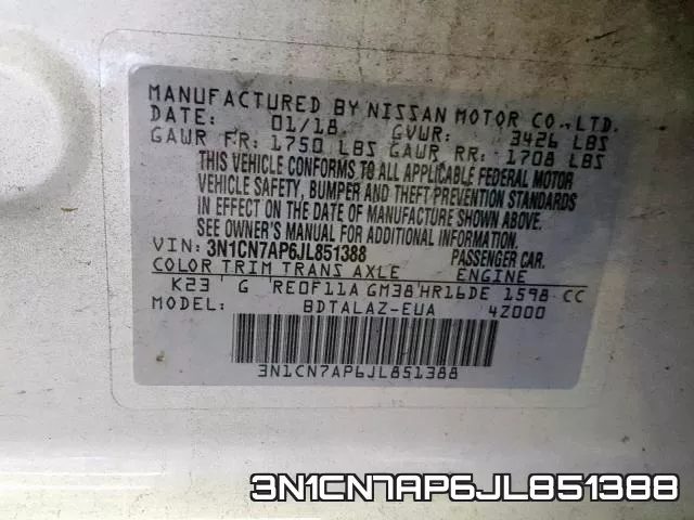 3N1CN7AP6JL851388 фото 2
