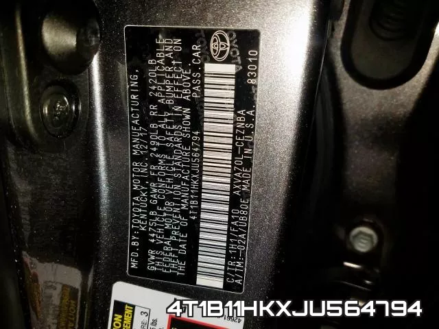 4T1B11HKXJU564794 фото 2