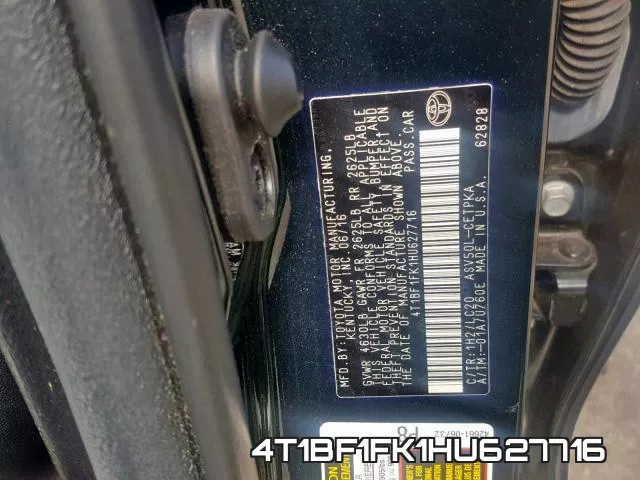 4T1BF1FK1HU627716 фото 2