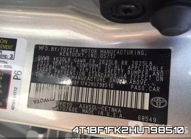 4T1BF1FK2HU798510 фото 10