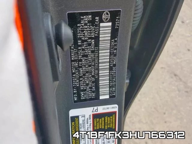 4T1BF1FK3HU766312 фото 2