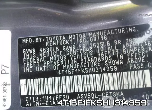 4T1BF1FK5HU314359 фото 10