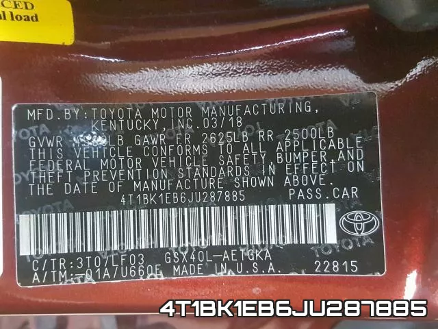 4T1BK1EB6JU287885 фото 2