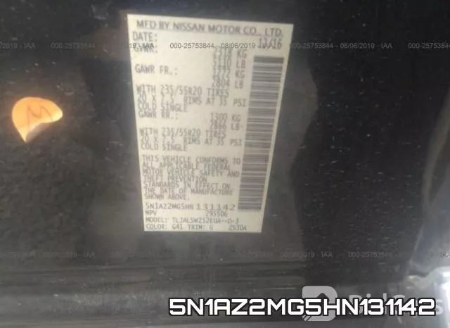 5N1AZ2MG5HN131142 фото 10