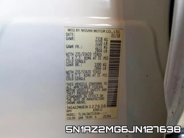 5N1AZ2MG6JN127638 фото 2