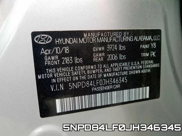 5NPD84LF0JH346345 фото 2