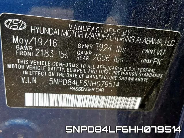 5NPD84LF6HH079514 фото 2