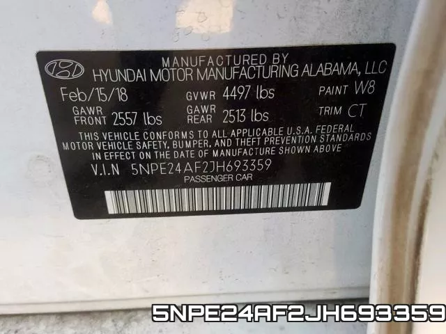 5NPE24AF2JH693359 фото 2