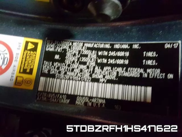 5TDBZRFH1HS417622 фото 2