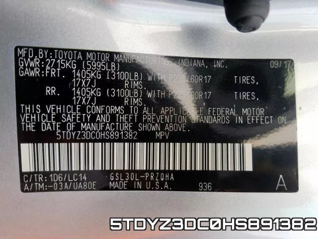 5TDYZ3DC0HS891382 фото 2