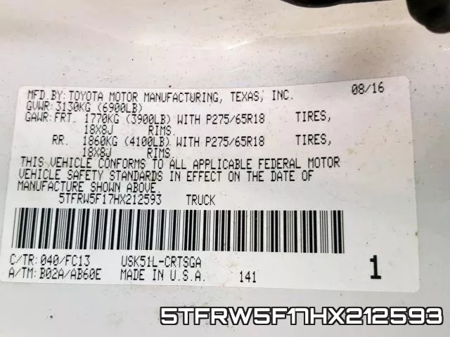 5TFRW5F17HX212593 фото 2