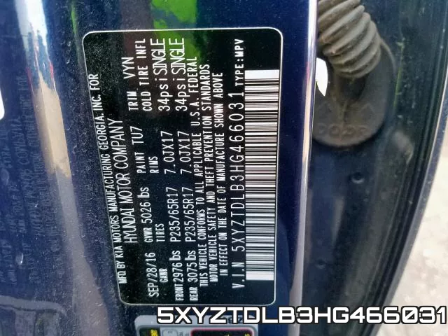 5XYZTDLB3HG466031 фото 2