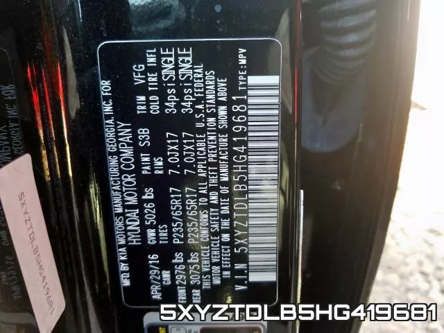 5XYZTDLB5HG419681 фото 2