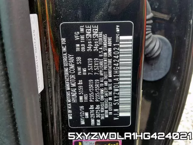 5XYZWDLA1HG424021 фото 2
