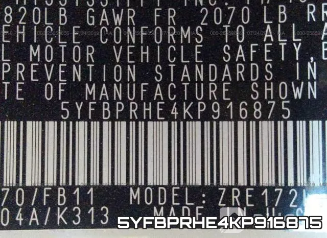 5YFBPRHE4KP916875 фото 9