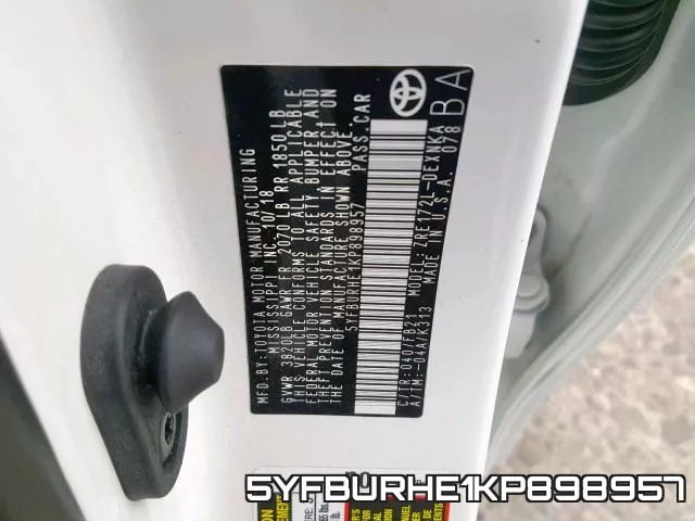 5YFBURHE1KP898957 фото 2