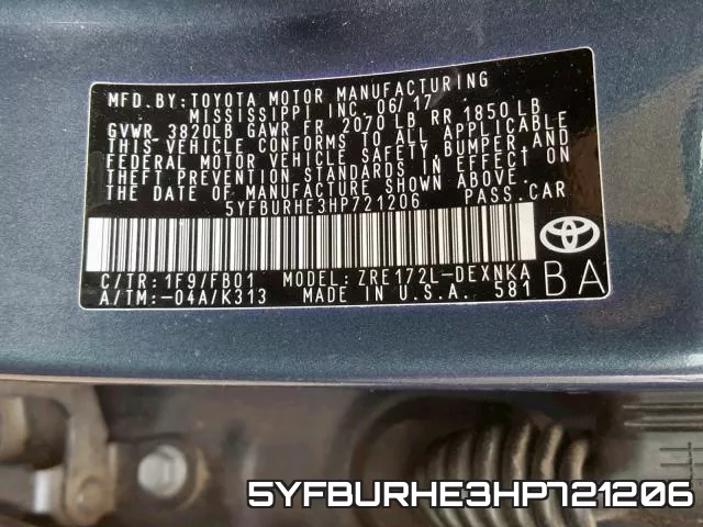 5YFBURHE3HP721206 фото 2