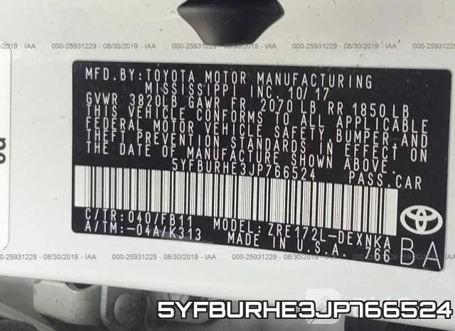 5YFBURHE3JP766524 фото 10