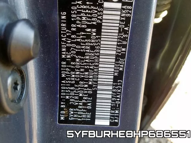 5YFBURHE8HP686551 фото 2