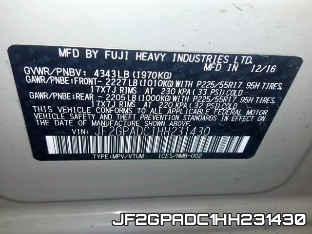 JF2GPADC1HH231430 фото 2
