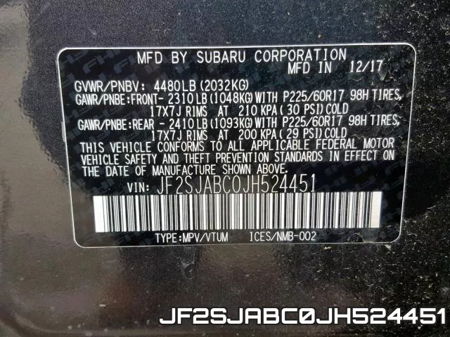 JF2SJABC0JH524451 фото 2