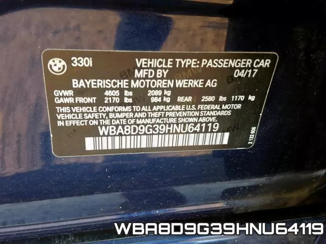 WBA8D9G39HNU64119 фото 2
