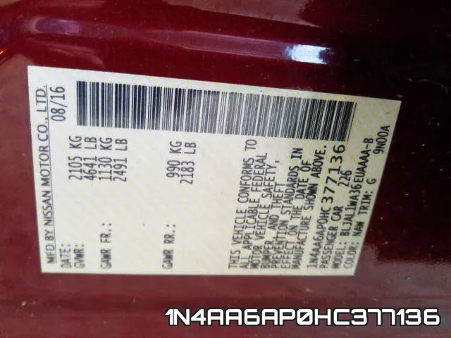 1N4AA6AP0HC377136 фото 2