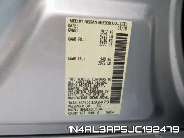 1N4AL3AP5JC192479 фото 2
