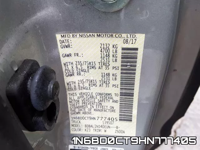 1N6BD0CT9HN777405 фото 2