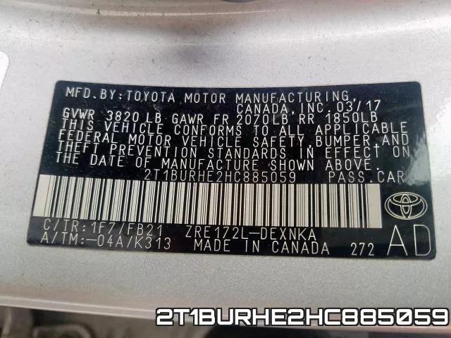 2T1BURHE2HC885059 фото 2