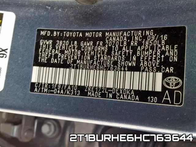 2T1BURHE6HC763644 фото 2