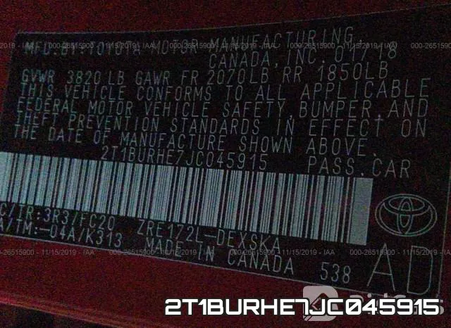 2T1BURHE7JC045915 фото 10