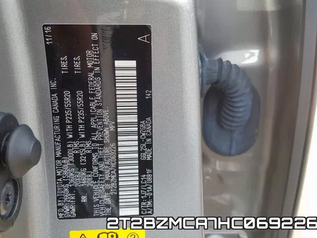 2T2BZMCA7HC069226 фото 2