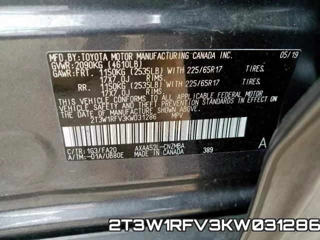 2T3W1RFV3KW031286 фото 2