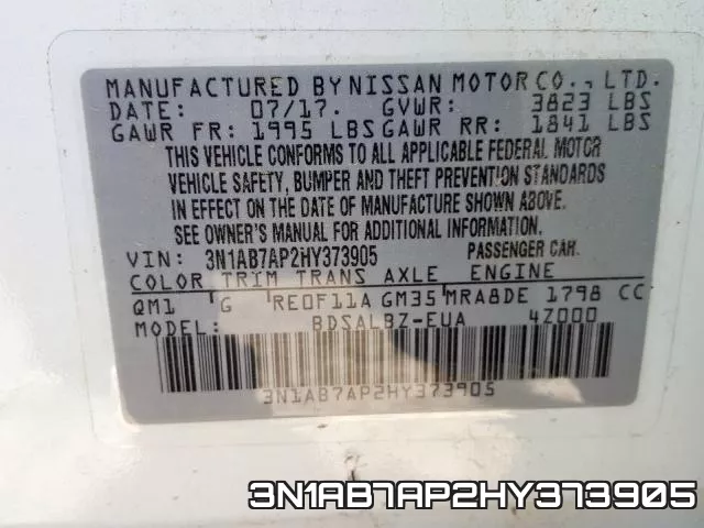 3N1AB7AP2HY373905 фото 2