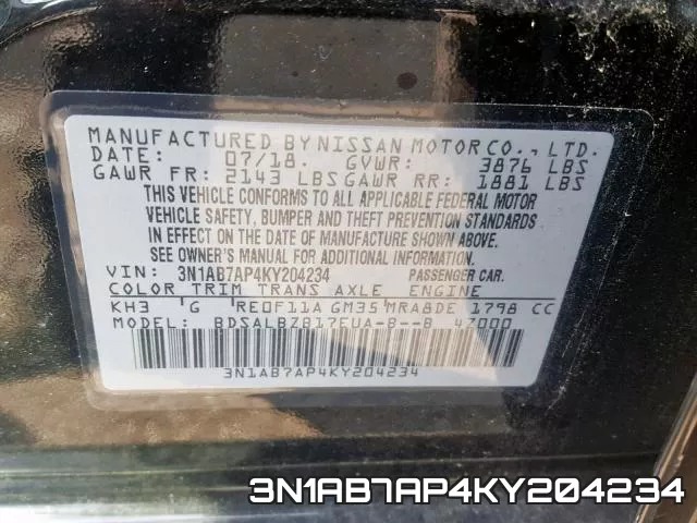 3N1AB7AP4KY204234 фото 2