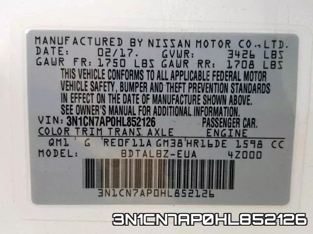3N1CN7AP0HL852126 фото 2