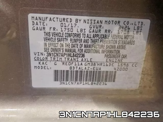 3N1CN7AP1HL842236 фото 2