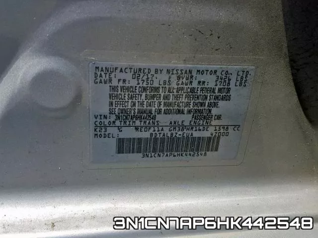 3N1CN7AP6HK442548 фото 2