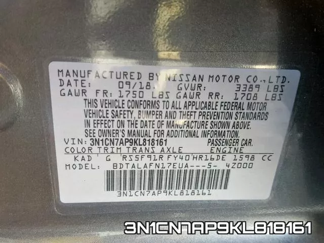 3N1CN7AP9KL818161 фото 2