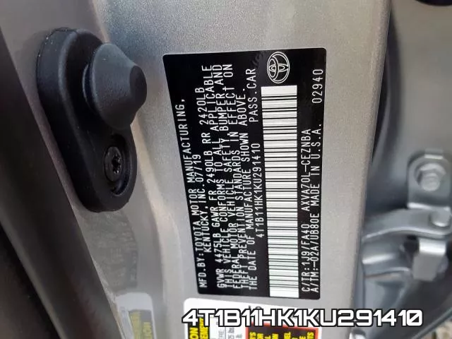 4T1B11HK1KU291410 фото 2