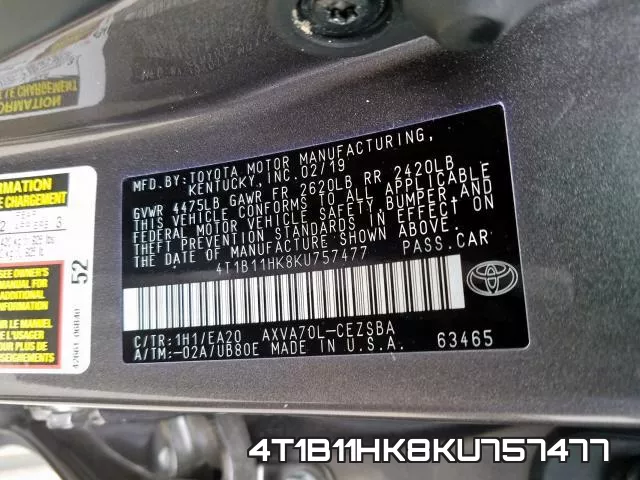 4T1B11HK8KU757477 фото 2