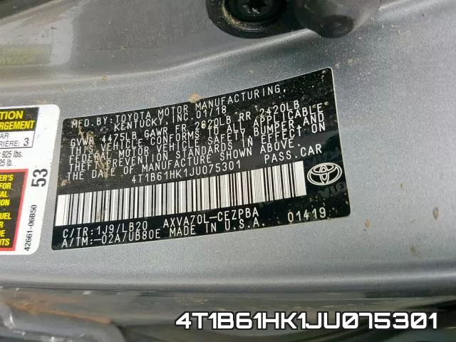 4T1B61HK1JU075301 фото 2
